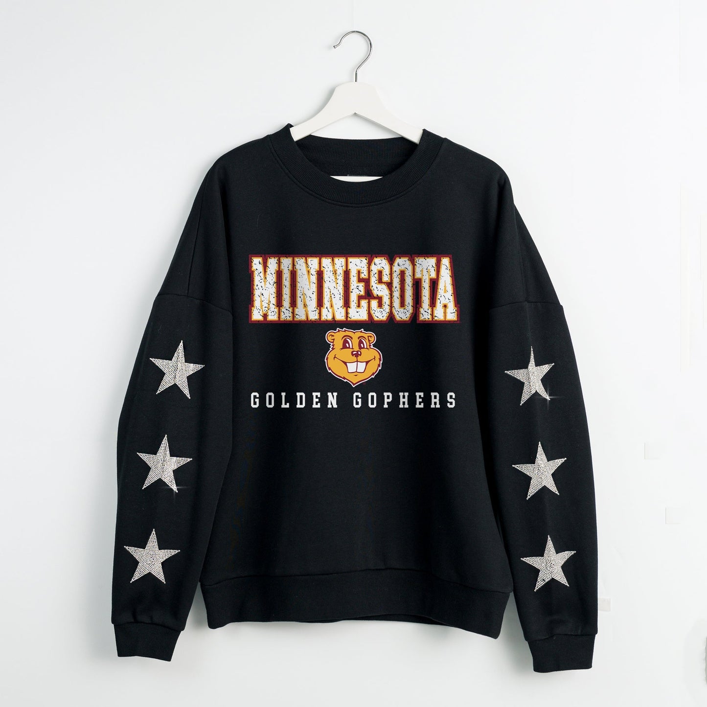MINNESOTA GOLDEN GOPHERS VELOCITY STAR EMBELLISHED CREW SWEATSHIRT