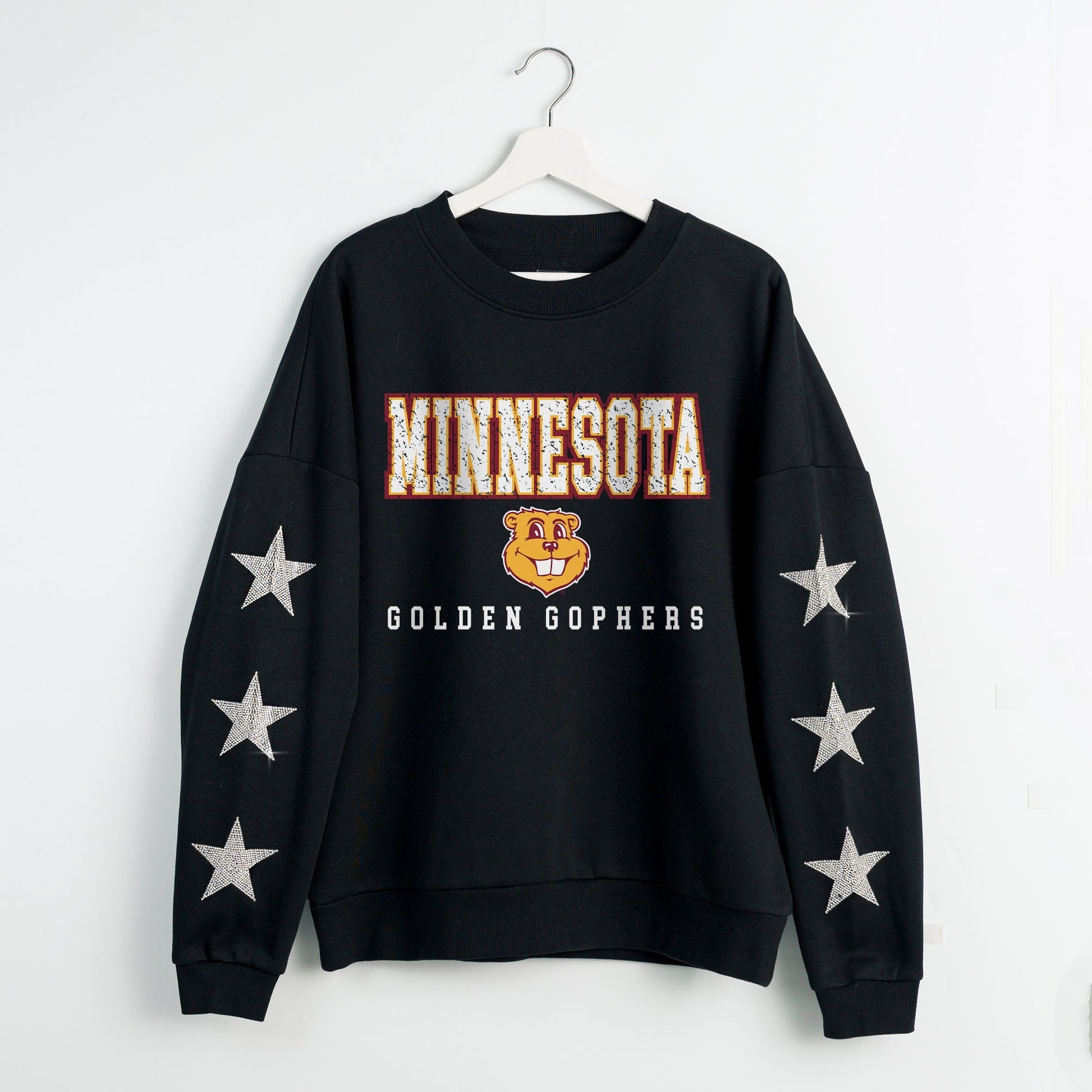 MINNESOTA GOLDEN GOPHERS VELOCITY STAR EMBELLISHED CREW SWEATSHIRT