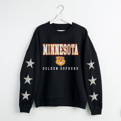 MINNESOTA GOLDEN GOPHERS VELOCITY STAR EMBELLISHED CREW SWEATSHIRT