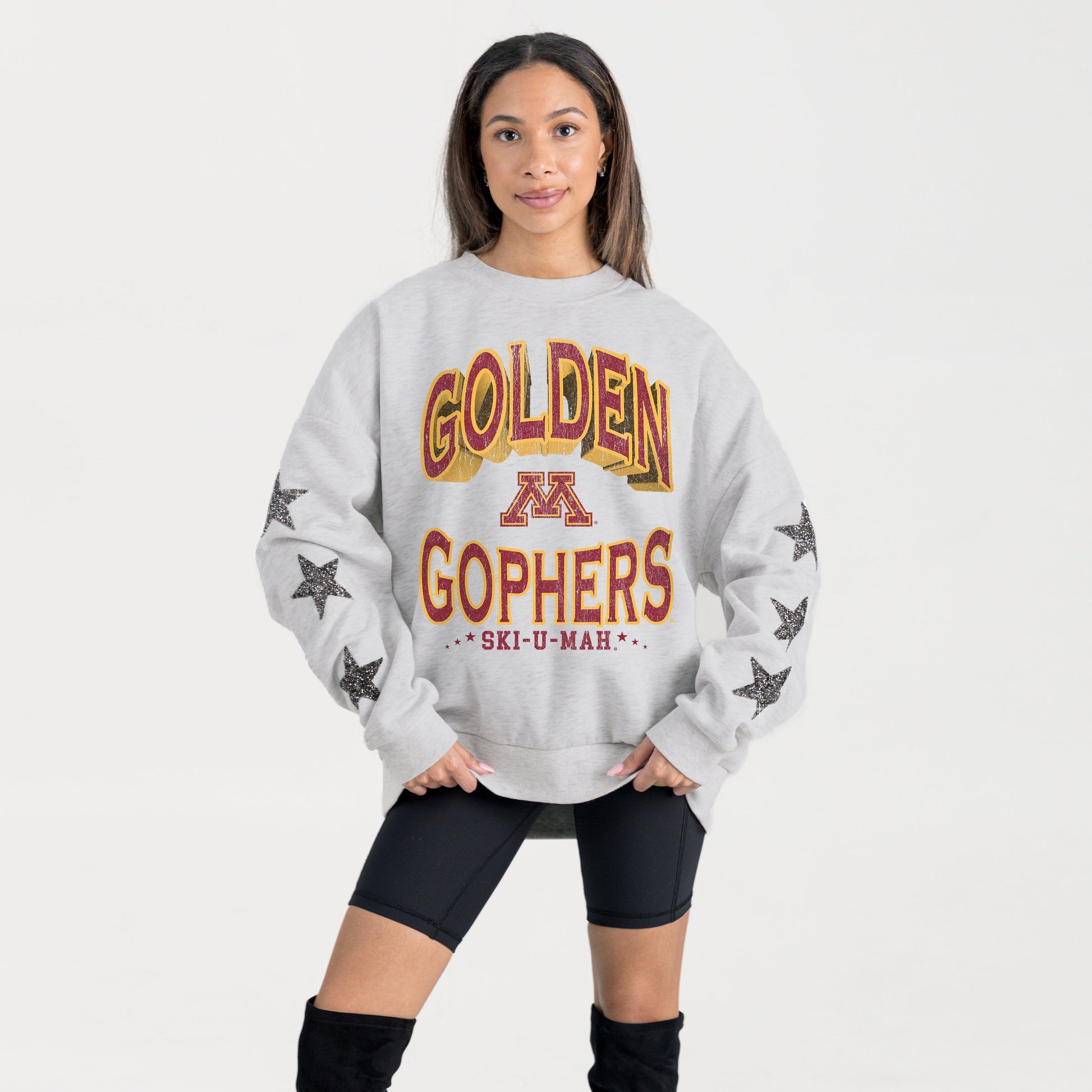 MINNESOTA GOLDEN GOPHERS RESILIENCE STAR EMBELLISHED CREW SWEATSHIRT