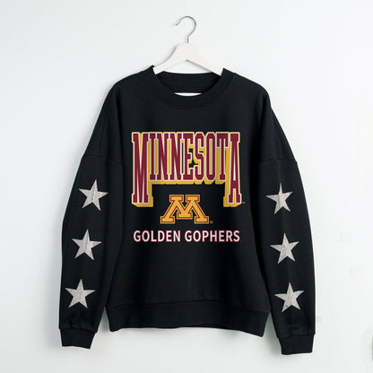 MINNESOTA GOLDEN GOPHERS PURE VICTORY EMBELLISHED STAR SLEEVE CREWNECK PULLOVER