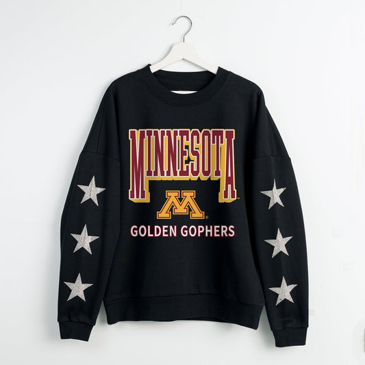 MINNESOTA GOLDEN GOPHERS PURE VICTORY EMBELLISHED STAR SLEEVE CREWNECK PULLOVER