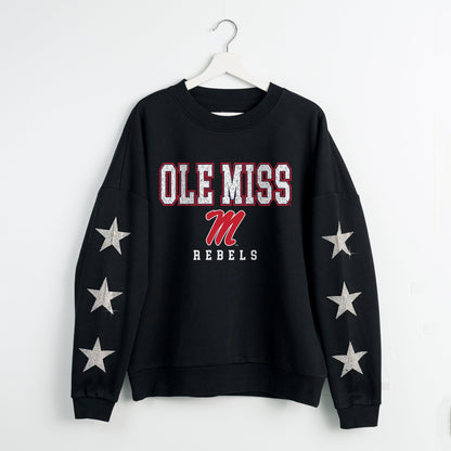 OLE MISS REBELS VELOCITY STAR EMBELLISHED CREW SWEATSHIRT