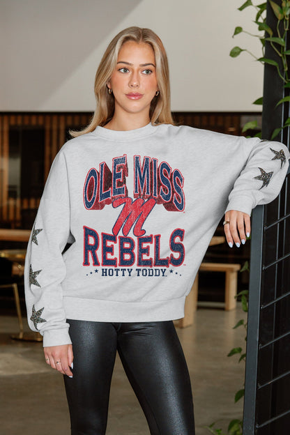 OLE MISS REBELS RESILIENCE STAR EMBELLISHED CREW SWEATSHIRT