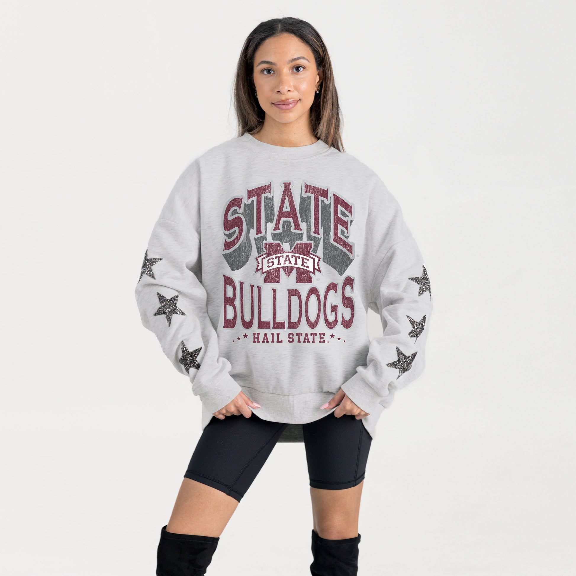 MISSISSIPPI STATE BULLDOGS RESILIENCE STAR EMBELLISHED CREW SWEATSHIRT