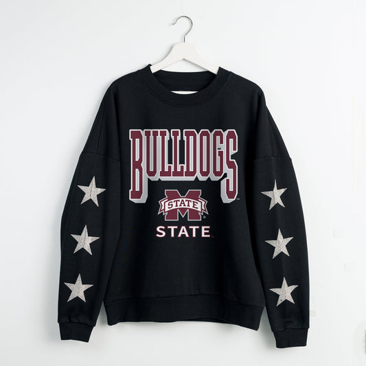 MISSISSIPPI STATE BULLDOGS PURE VICTORY EMBELLISHED STAR SLEEVE CREWNECK PULLOVER