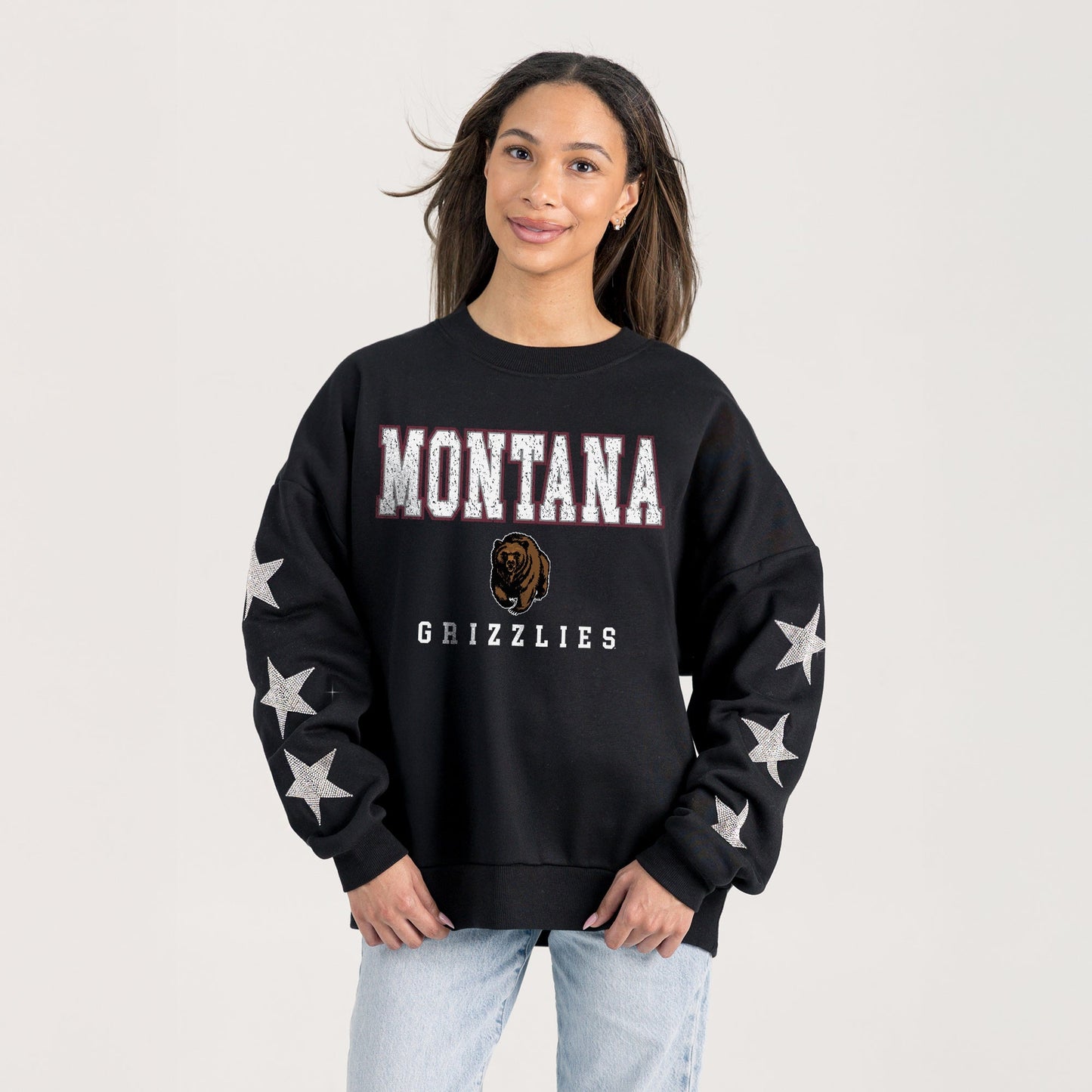 MONTANA GRIZZLIES VELOCITY STAR EMBELLISHED CREW SWEATSHIRT