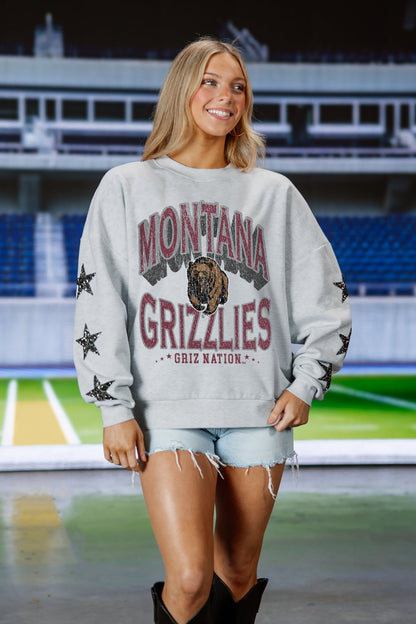 MONTANA GRIZZLIES RESILIENCE STAR EMBELLISHED CREW SWEATSHIRT