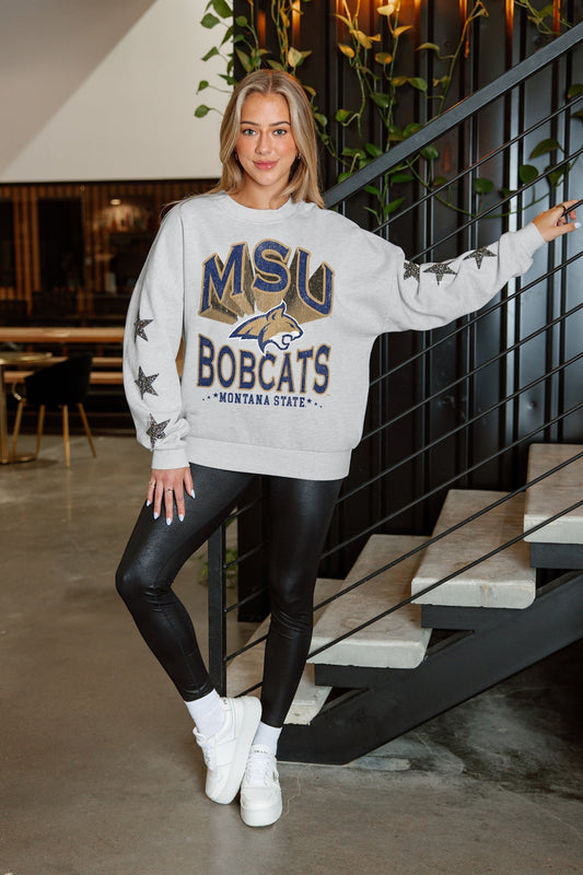 MONTANA STATE BOBCATS RESILIENCE STAR EMBELLISHED CREW SWEATSHIRT