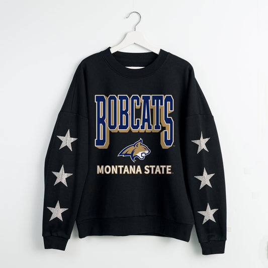 MONTANA STATE BOBCATS PURE VICTORY EMBELLISHED STAR SLEEVE CREWNECK PULLOVER