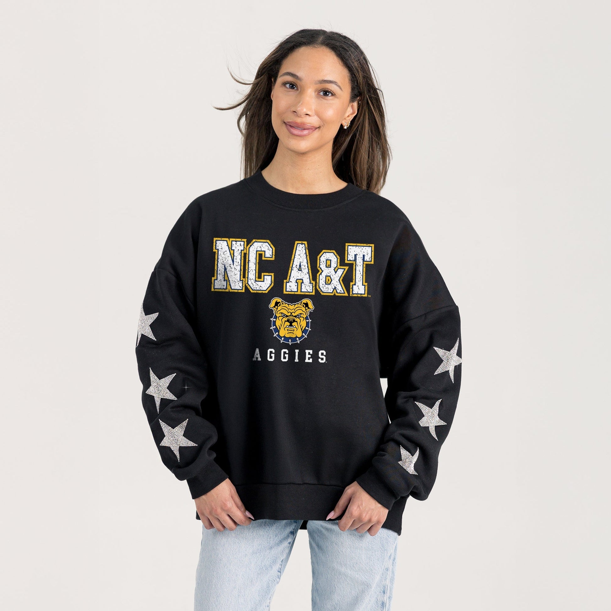 NORTH CAROLINA A&T STATE AGGIES VELOCITY STAR EMBELLISHED CREW SWEATSHIRT