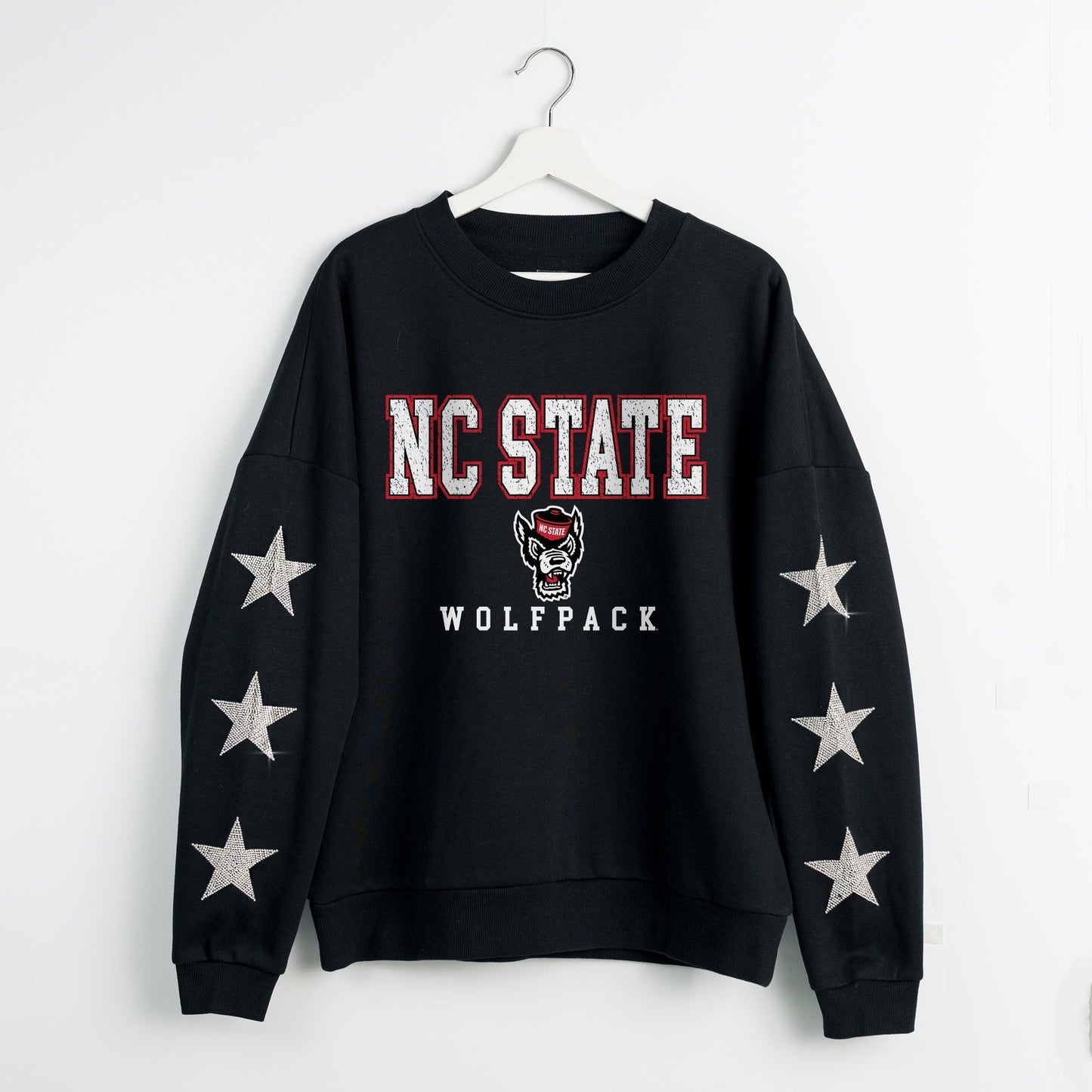 NORTH CAROLINA STATE WOLFPACK VELOCITY STAR EMBELLISHED CREW SWEATSHIRT