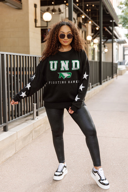 NORTH DAKOTA FIGHTING HAWKS VELOCITY STAR EMBELLISHED CREW SWEATSHIRT