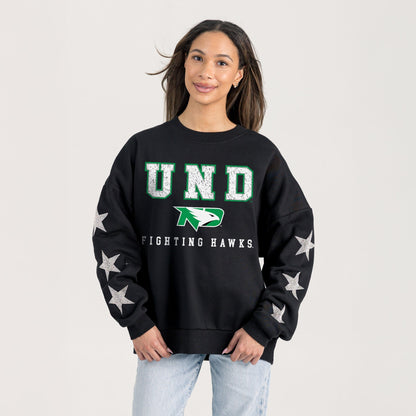 NORTH DAKOTA FIGHTING HAWKS VELOCITY STAR EMBELLISHED CREW SWEATSHIRT