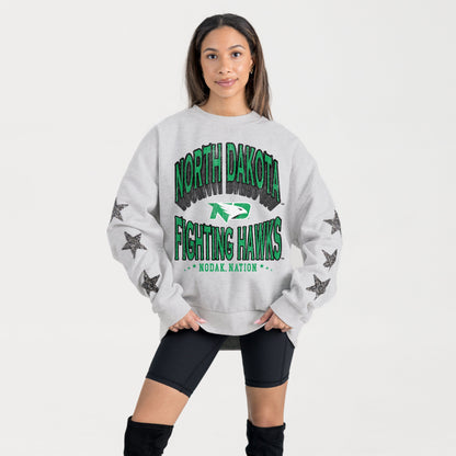 NORTH DAKOTA FIGHTING HAWKS RESILIENCE STAR EMBELLISHED CREW SWEATSHIRT
