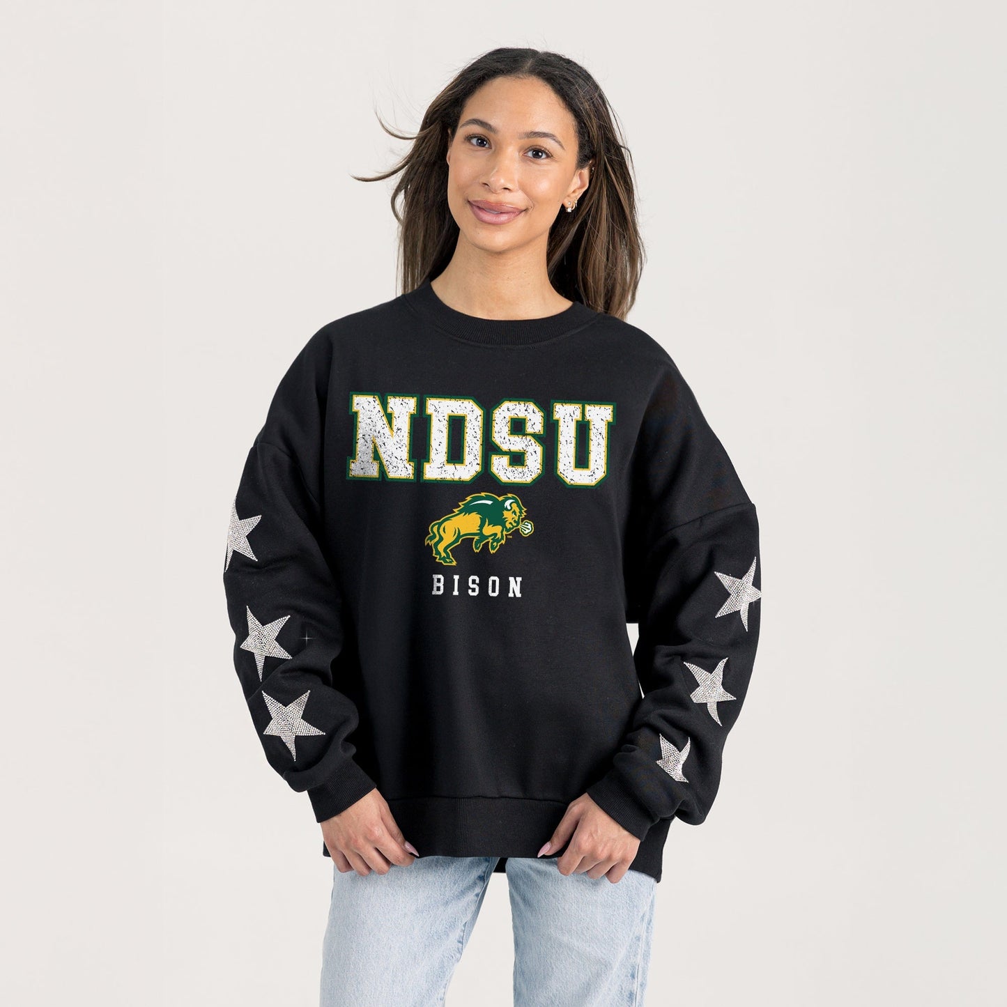 NORTH DAKOTA STATE BISON VELOCITY STAR EMBELLISHED CREW SWEATSHIRT