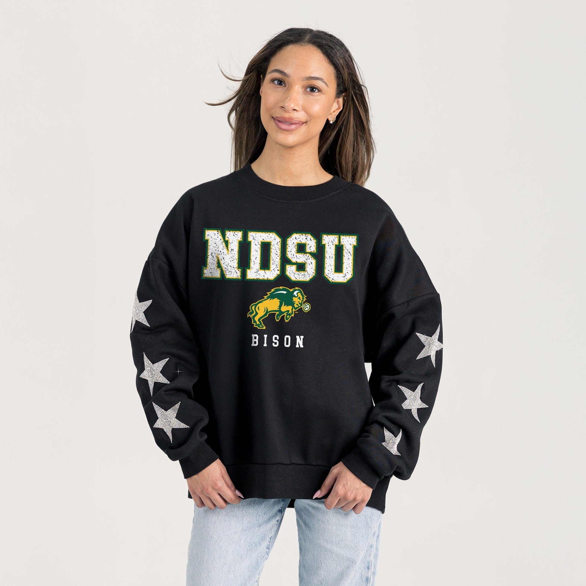 NORTH DAKOTA STATE BISON VELOCITY STAR EMBELLISHED CREW SWEATSHIRT