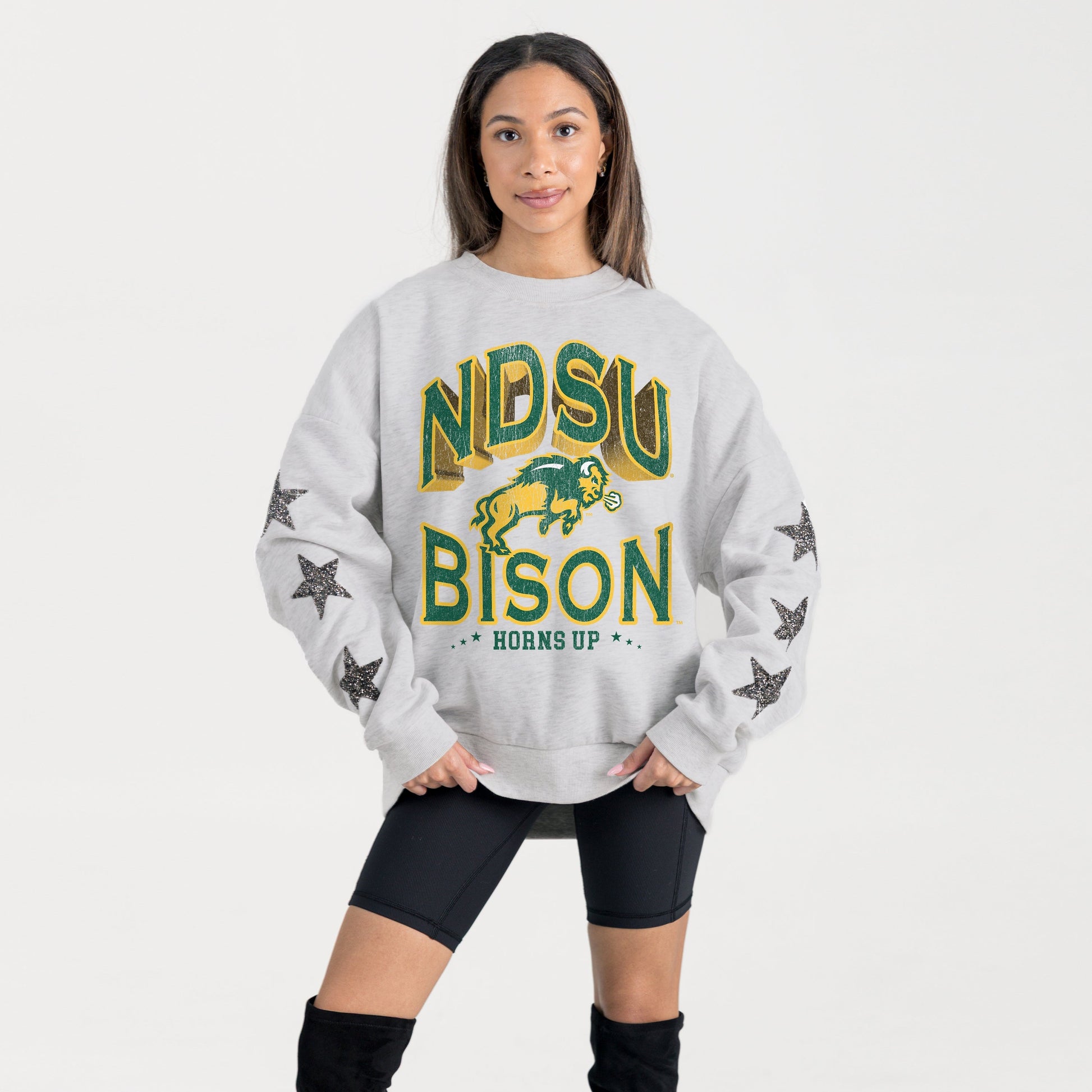 NORTH DAKOTA STATE BISON RESILIENCE STAR EMBELLISHED CREW SWEATSHIRT