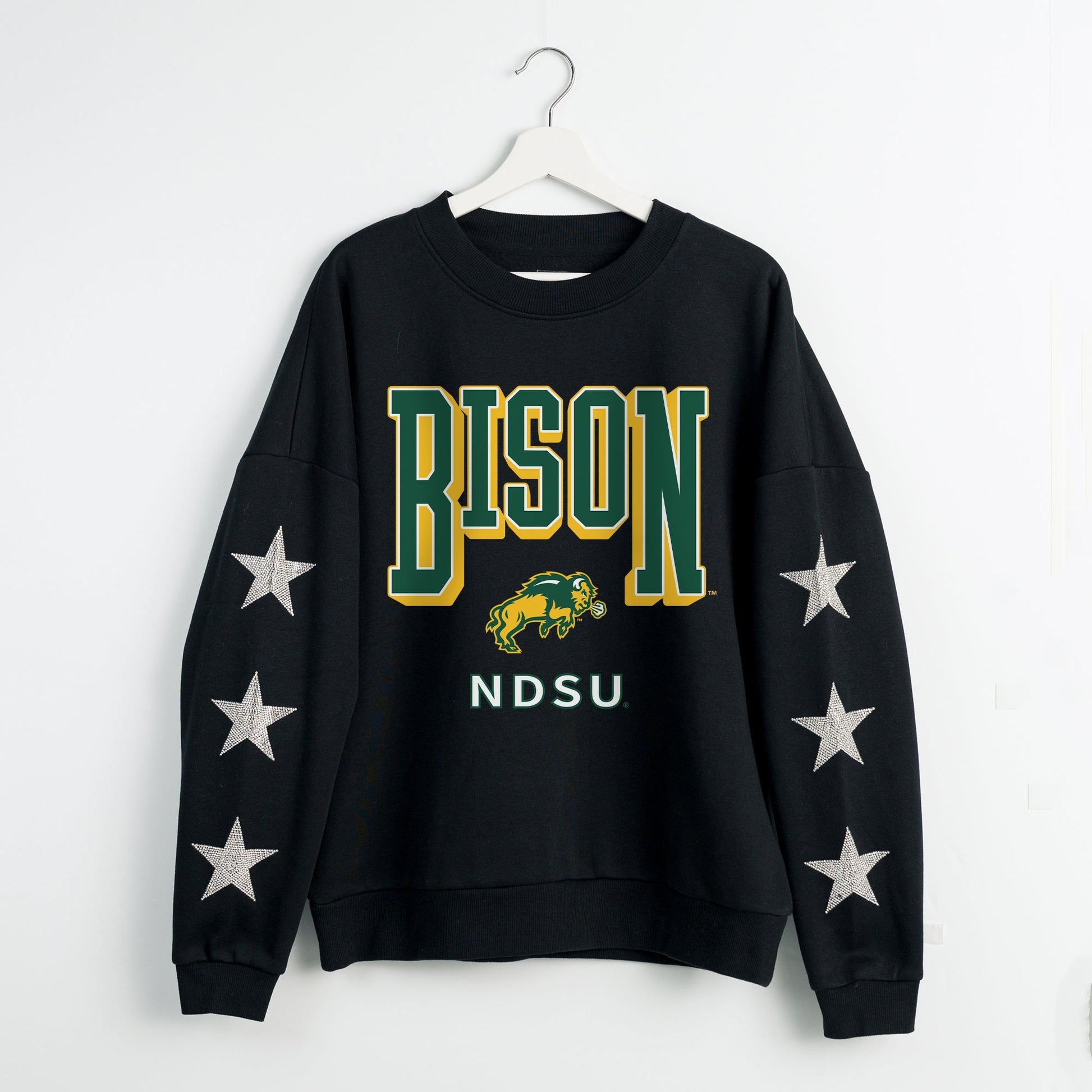 NORTH DAKOTA STATE BISON PURE VICTORY EMBELLISHED STAR SLEEVE CREWNECK PULLOVER