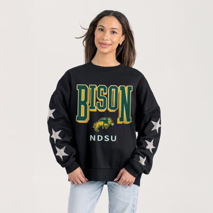 NORTH DAKOTA STATE BISON PURE VICTORY EMBELLISHED STAR SLEEVE CREWNECK PULLOVER