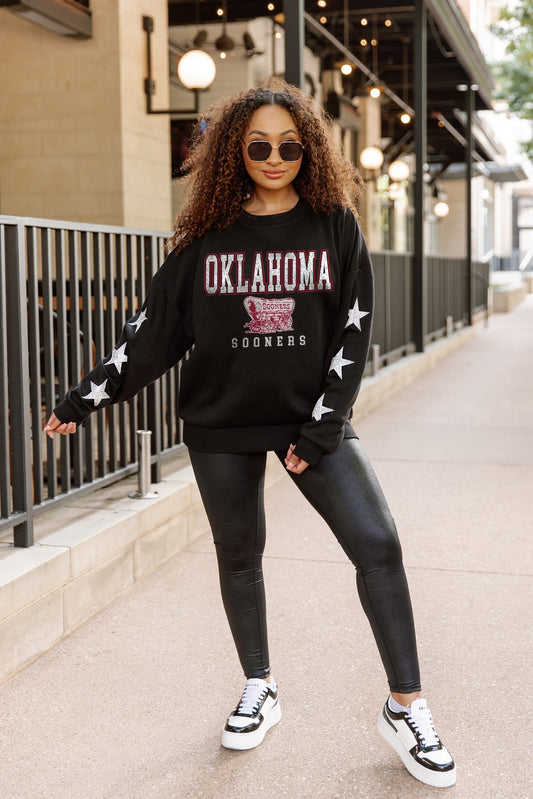 OKLAHOMA SOONERS VELOCITY STAR EMBELLISHED CREW SWEATSHIRT