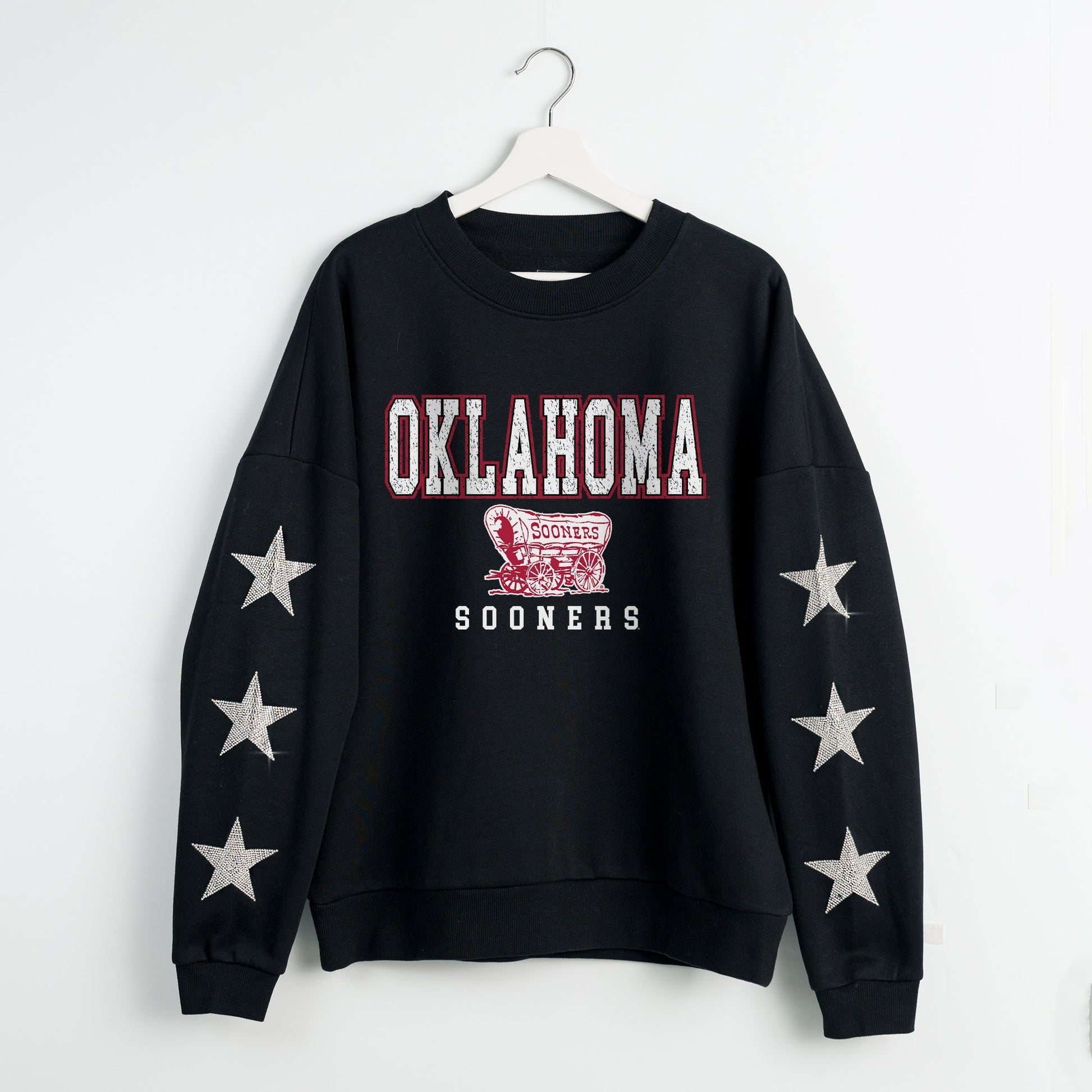 OKLAHOMA SOONERS VELOCITY STAR EMBELLISHED CREW SWEATSHIRT