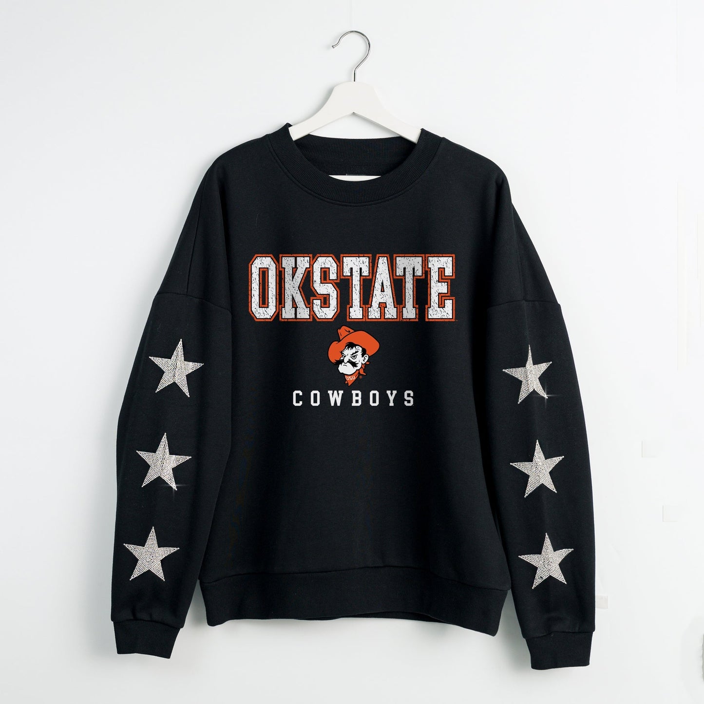 OKLAHOMA STATE COWBOYS VELOCITY STAR EMBELLISHED CREW SWEATSHIRT