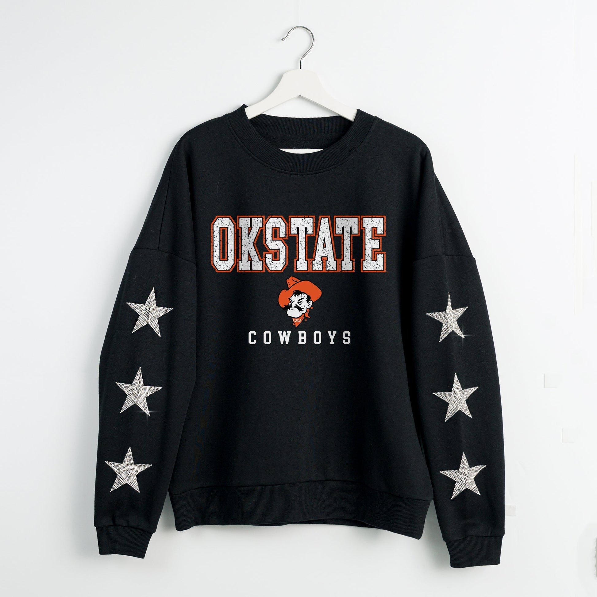 OKLAHOMA STATE COWBOYS VELOCITY STAR EMBELLISHED CREW SWEATSHIRT