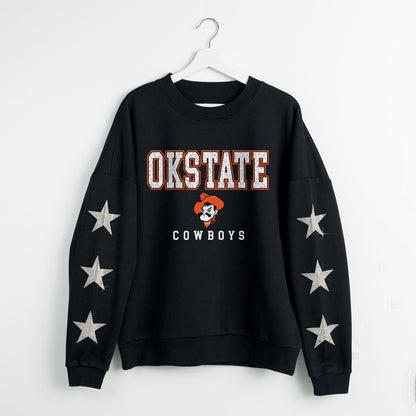 OKLAHOMA STATE COWBOYS VELOCITY STAR EMBELLISHED CREW SWEATSHIRT