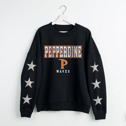 PEPPERDINE WAVES VELOCITY STAR EMBELLISHED CREW SWEATSHIRT