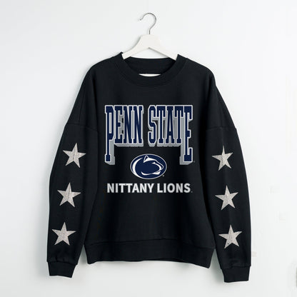 PENN STATE NITTANY LIONS PURE VICTORY EMBELLISHED STAR SLEEVE CREWNECK PULLOVER