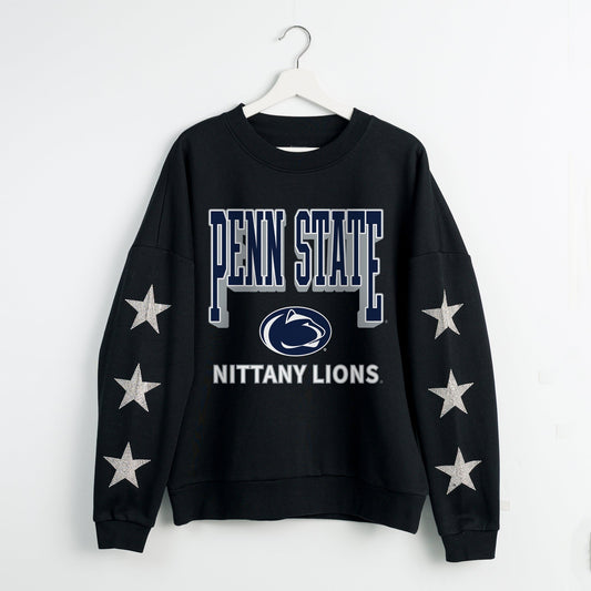 PENN STATE NITTANY LIONS PURE VICTORY EMBELLISHED STAR SLEEVE CREWNECK PULLOVER