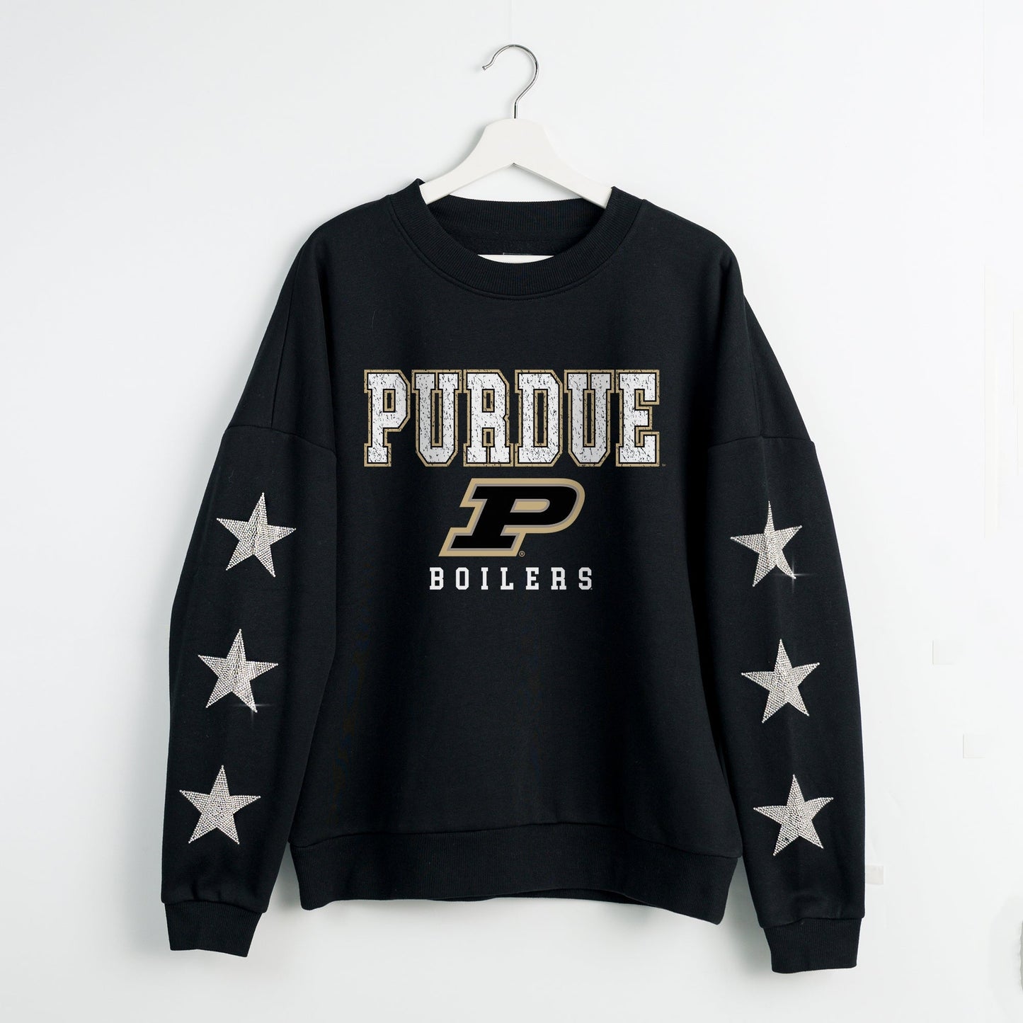 PURDUE BOILERMAKERS VELOCITY STAR EMBELLISHED CREW SWEATSHIRT