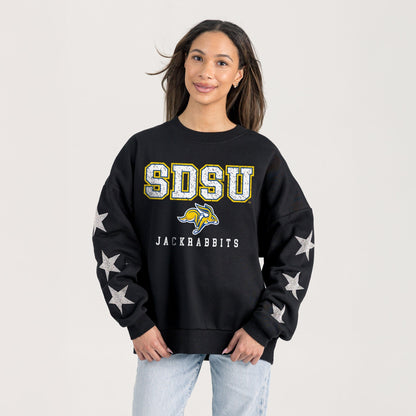 SOUTH DAKOTA STATE JACKRABBITS VELOCITY STAR EMBELLISHED CREW SWEATSHIRT