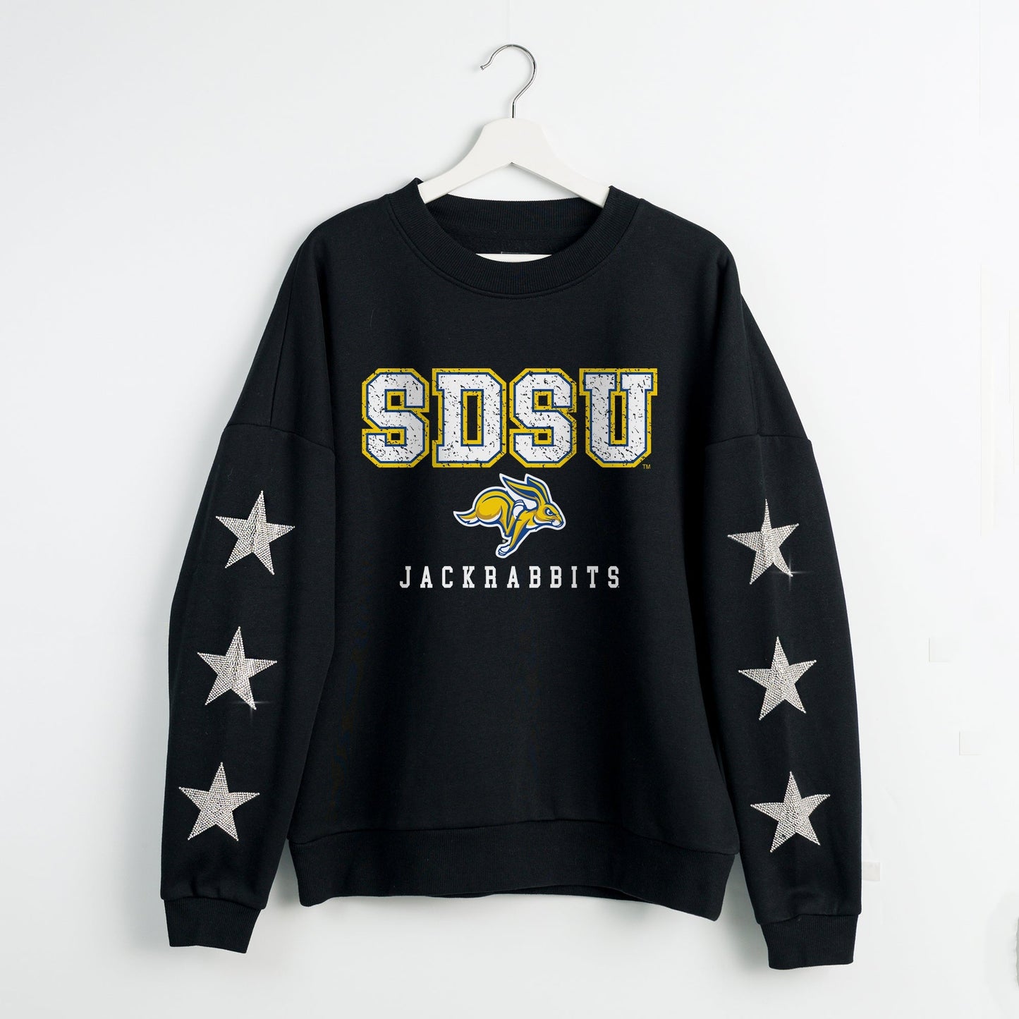 SOUTH DAKOTA STATE JACKRABBITS VELOCITY STAR EMBELLISHED CREW SWEATSHIRT