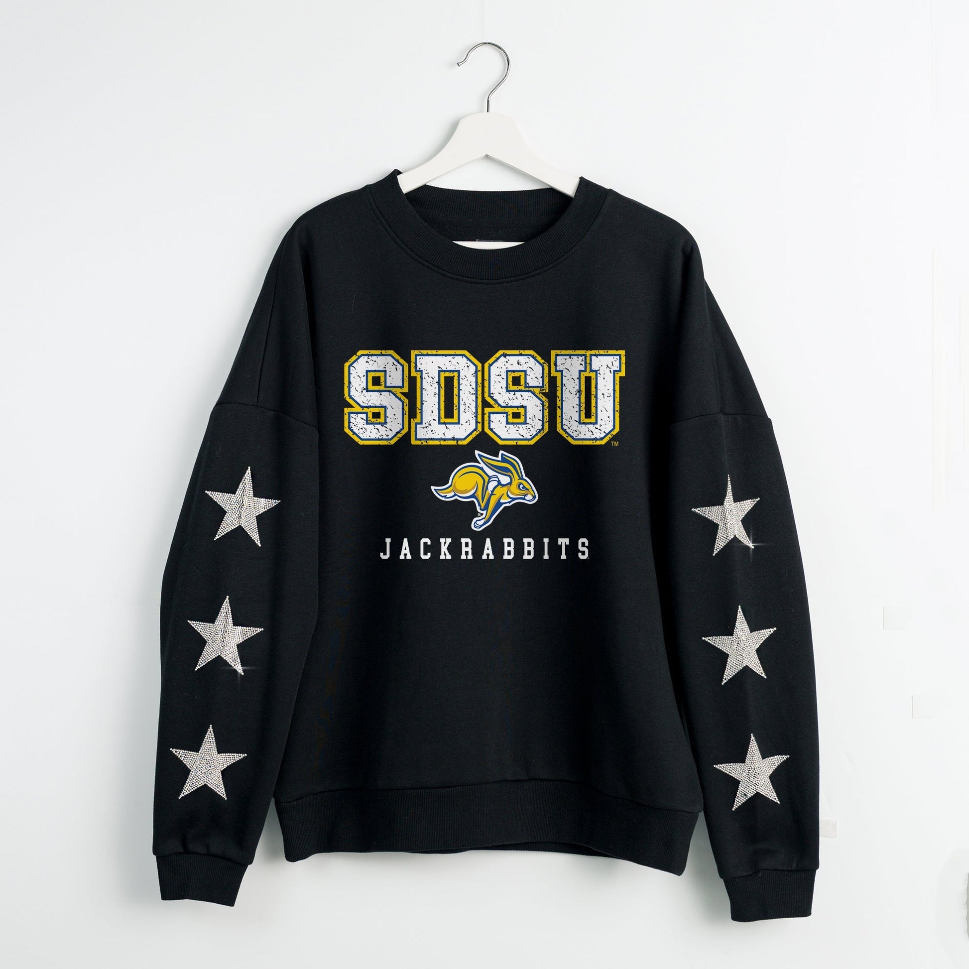 SOUTH DAKOTA STATE JACKRABBITS VELOCITY STAR EMBELLISHED CREW SWEATSHIRT
