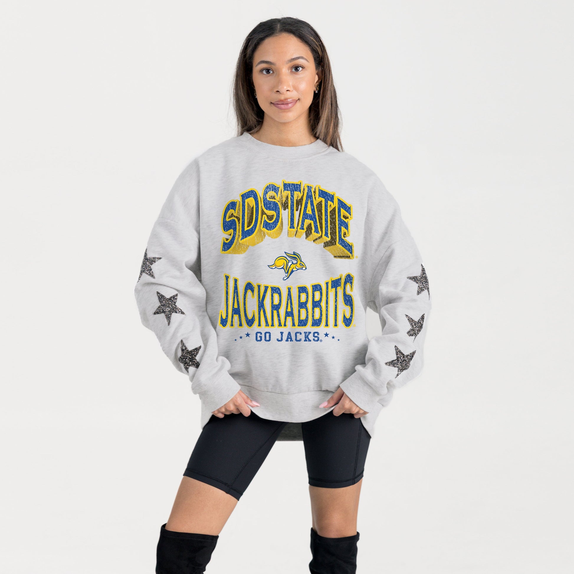 SOUTH DAKOTA STATE JACKRABBITS RESILIENCE STAR EMBELLISHED CREW SWEATSHIRT