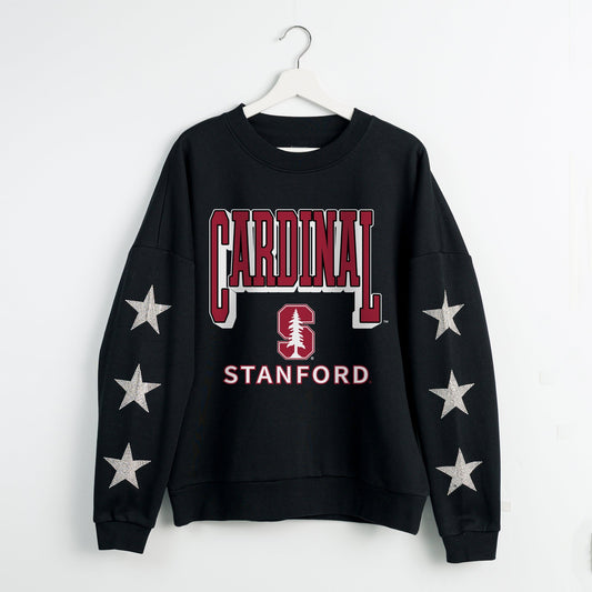 STANFORD CARDINAL PURE VICTORY EMBELLISHED STAR SLEEVE CREWNECK PULLOVER