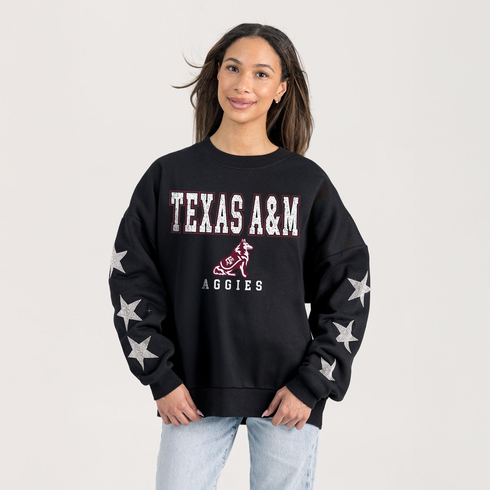 TEXAS A&M AGGIES VELOCITY STAR EMBELLISHED CREW SWEATSHIRT