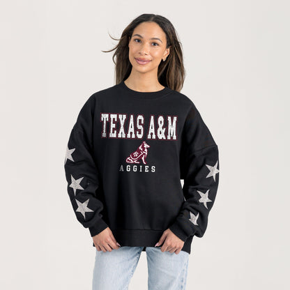 TEXAS A&M AGGIES VELOCITY STAR EMBELLISHED CREW SWEATSHIRT