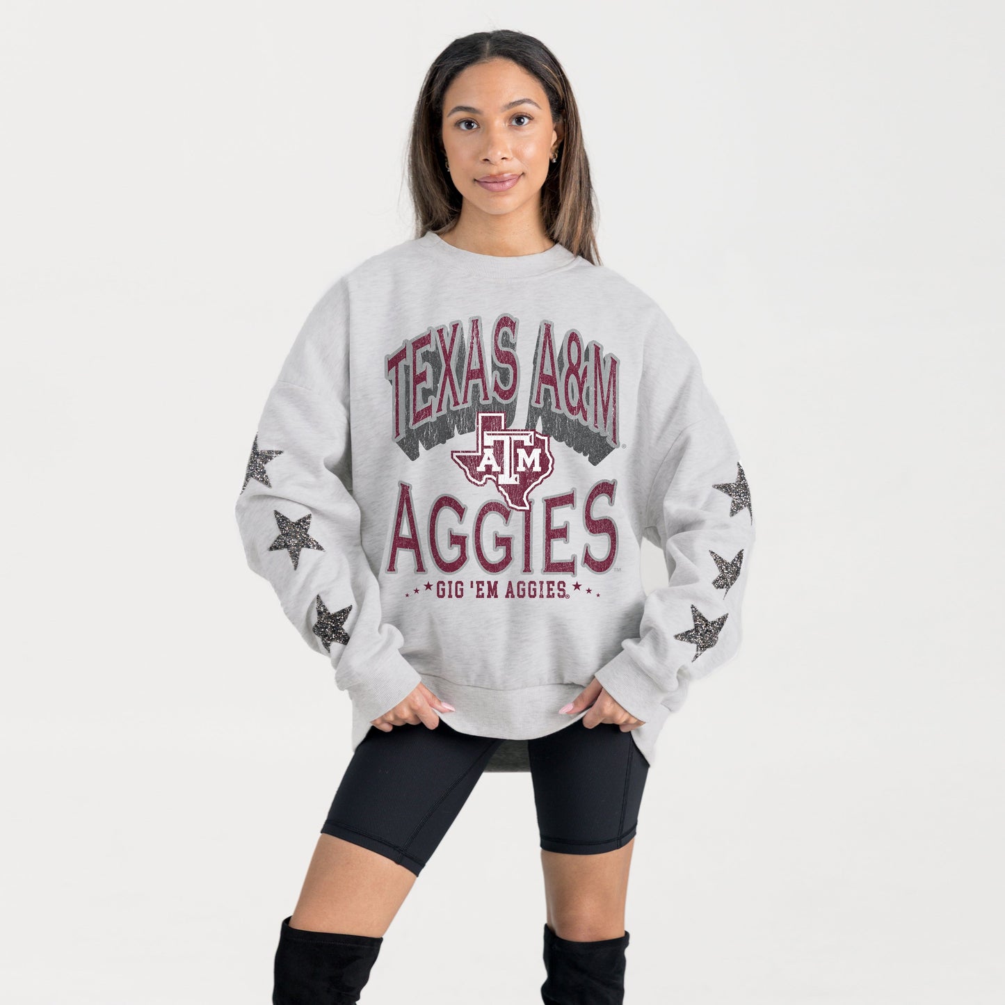 TEXAS A&M AGGIES RESILIENCE STAR EMBELLISHED CREW SWEATSHIRT