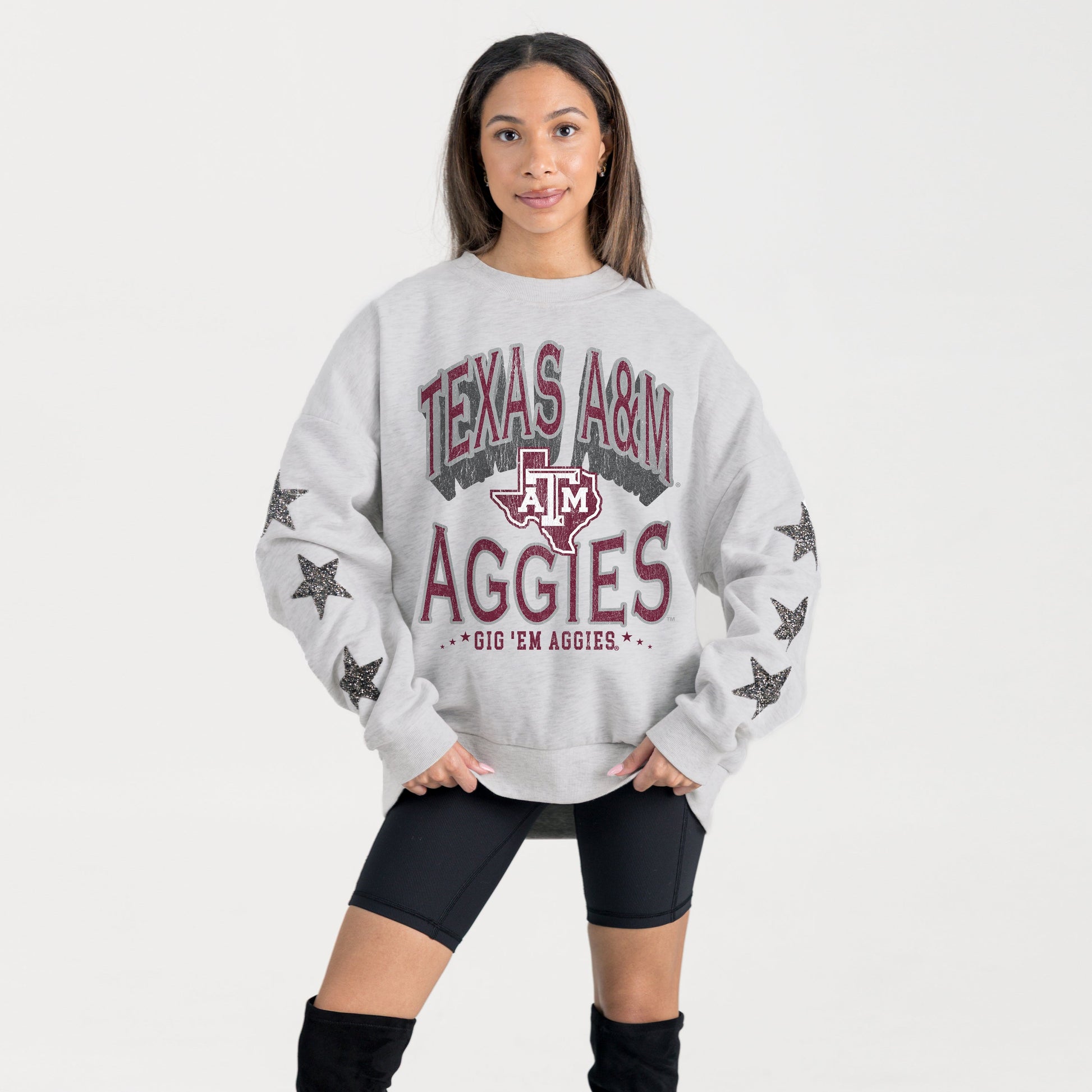 TEXAS A&M AGGIES RESILIENCE STAR EMBELLISHED CREW SWEATSHIRT