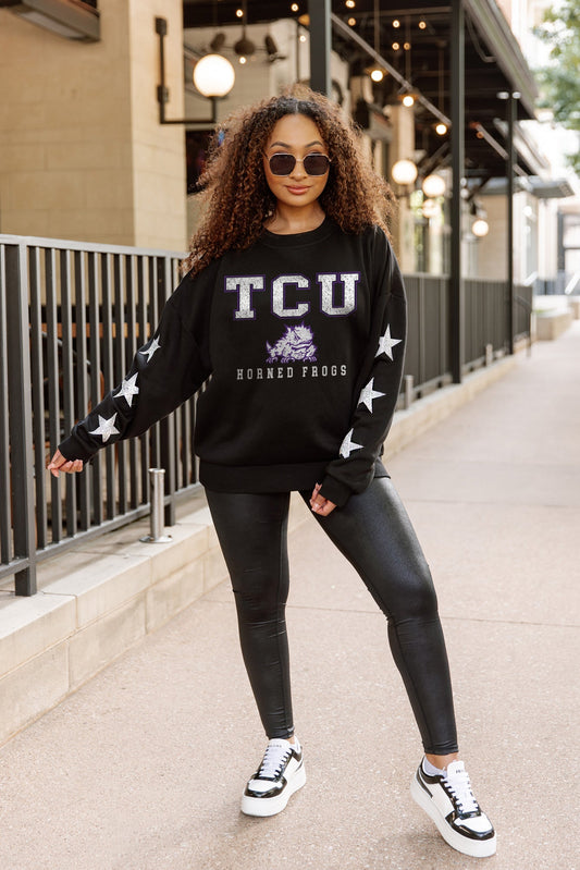 TCU HORNED FROGS VELOCITY STAR EMBELLISHED CREW SWEATSHIRT