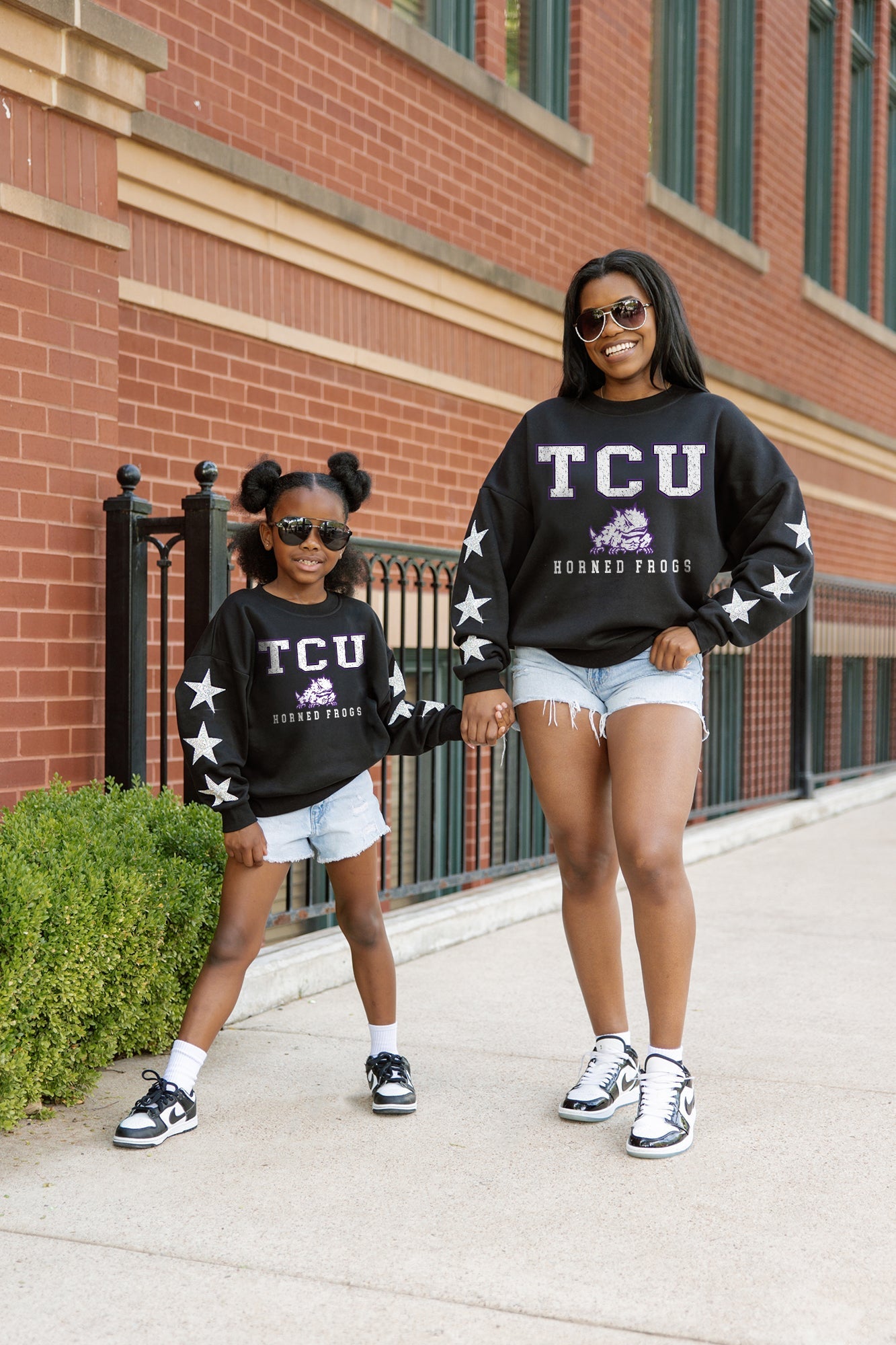 TCU HORNED FROGS VELOCITY STAR EMBELLISHED CREW SWEATSHIRT