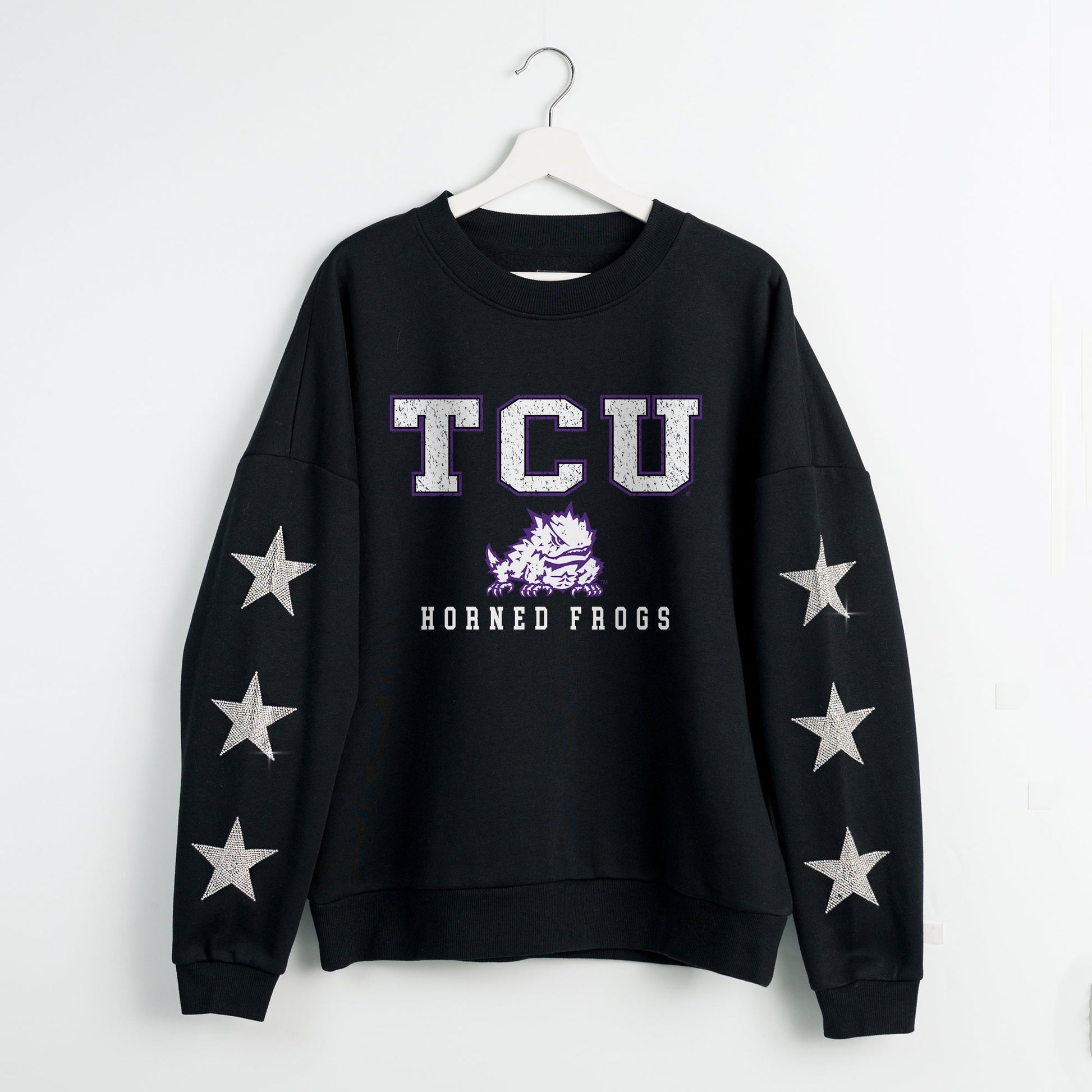 TCU HORNED FROGS VELOCITY STAR EMBELLISHED CREW SWEATSHIRT
