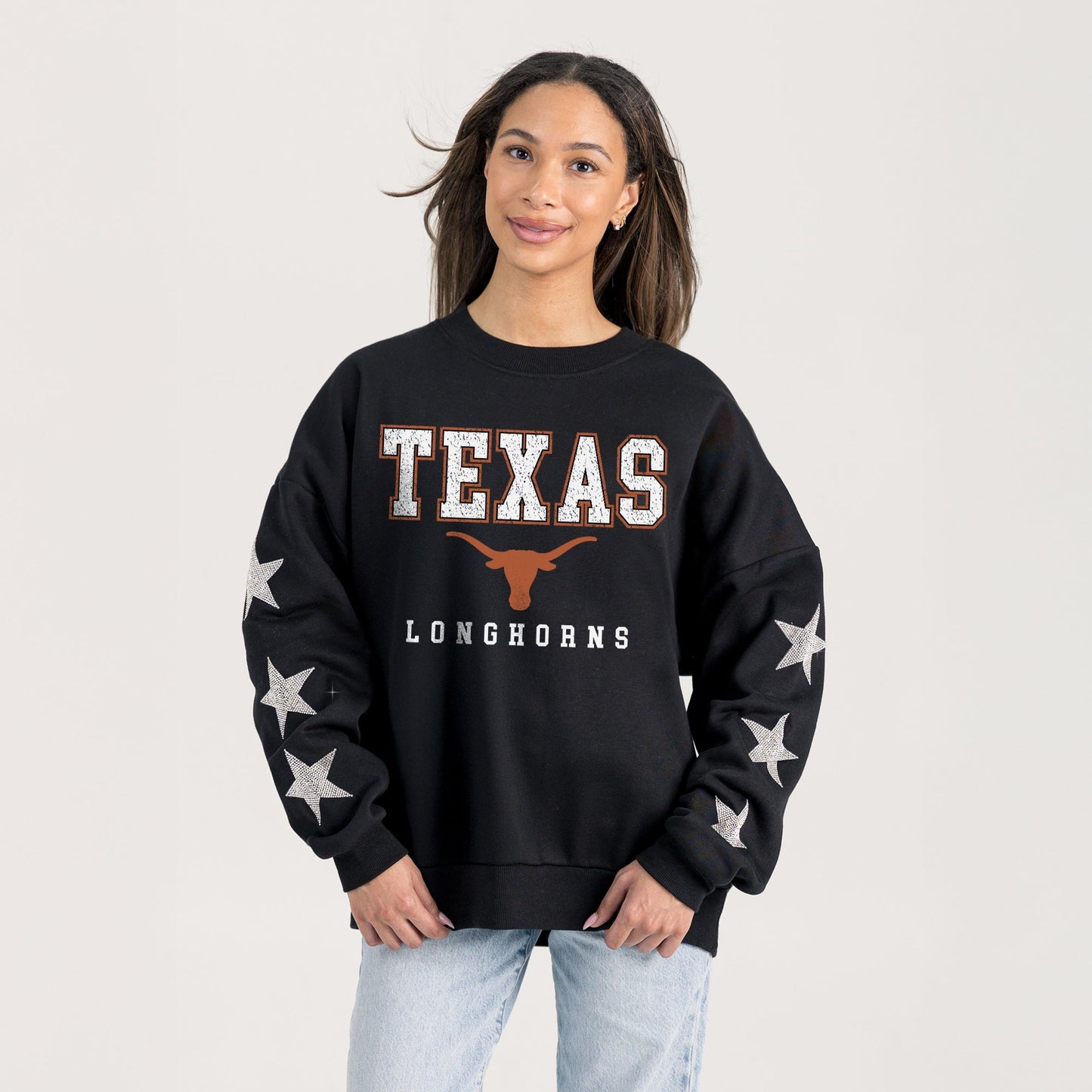TEXAS LONGHORNS VELOCITY STAR EMBELLISHED CREW SWEATSHIRT
