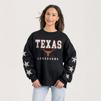 TEXAS LONGHORNS VELOCITY STAR EMBELLISHED CREW SWEATSHIRT