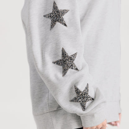 OHIO STATE BUCKEYES PENNANT PRIDE EMBELLISHED STAR SLEEVE CREWNECK PULLOVER
