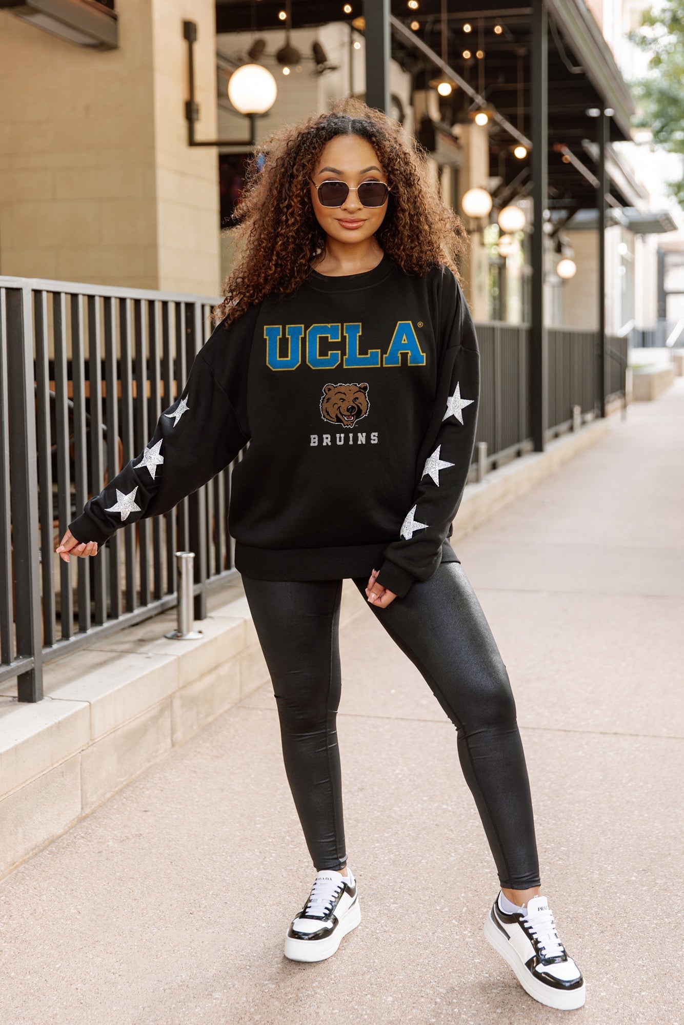 UCLA BRUINS VELOCITY STAR EMBELLISHED CREW SWEATSHIRT