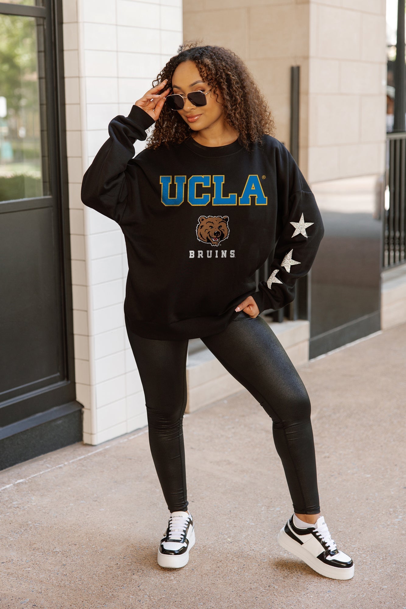 UCLA BRUINS VELOCITY STAR EMBELLISHED CREW SWEATSHIRT